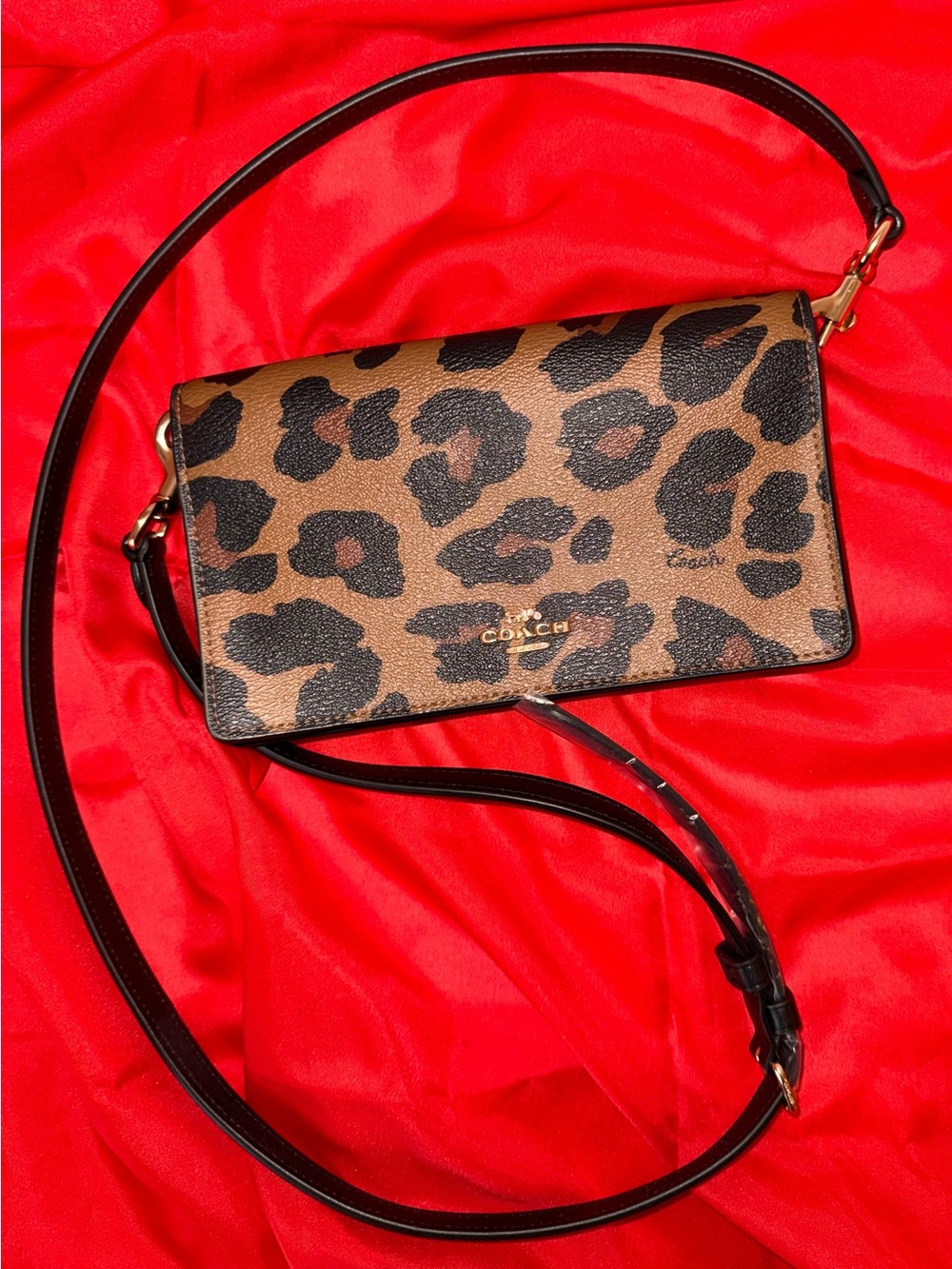 Coach Anna Foldover with leopard print